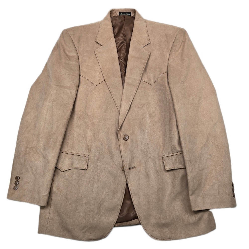 Circle S Western Faux Suede Blazer Mens 42R Tan Cowboy Sport Coat Jacket